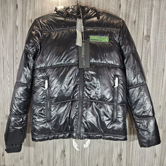 Kendall Kylie Black REVERSIBLE Puffer Coat Jacket - Women's Size M NEW - Picture 3 of 8